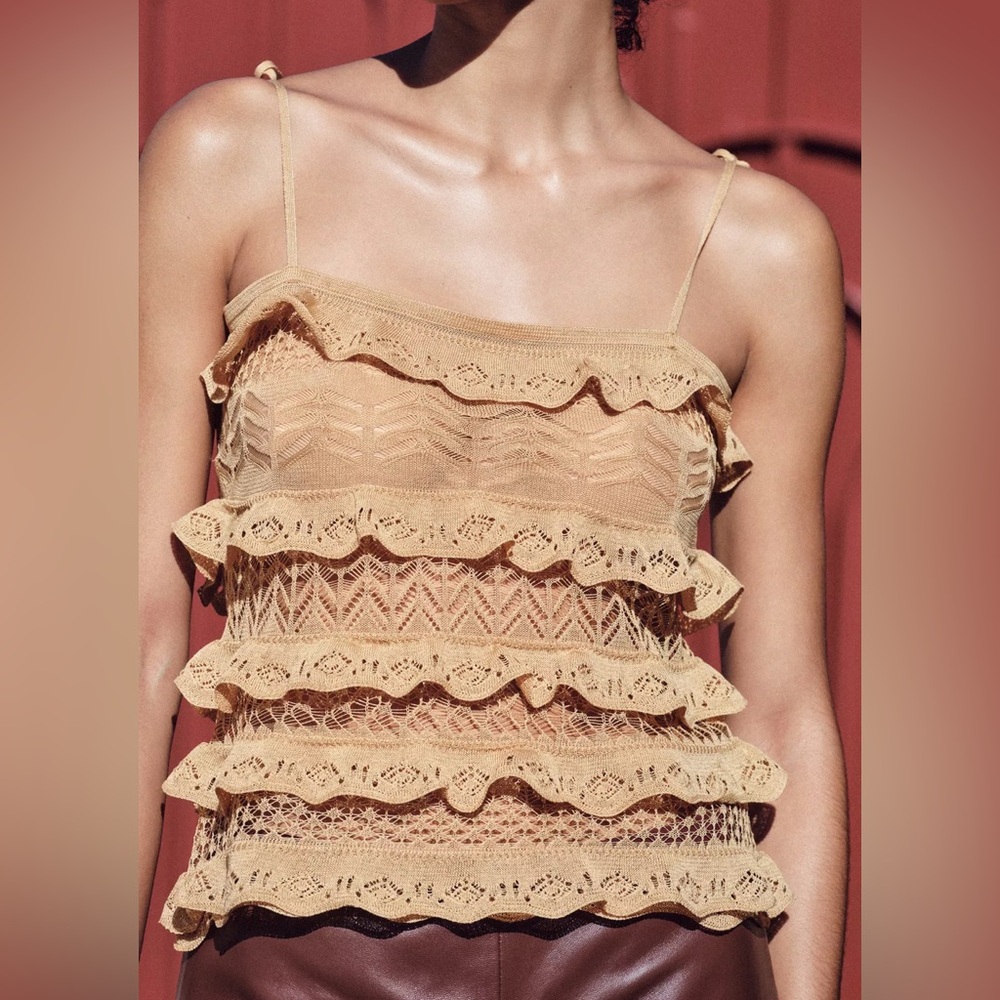 NWT Zara Lace Ruffle Camisole Top